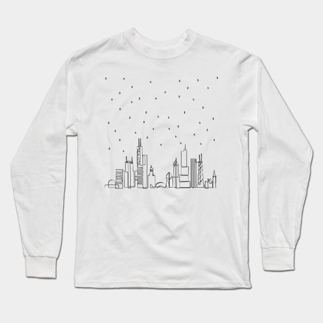 A rainy day in Chicago Long Sleeve T-Shirt by PauRicart